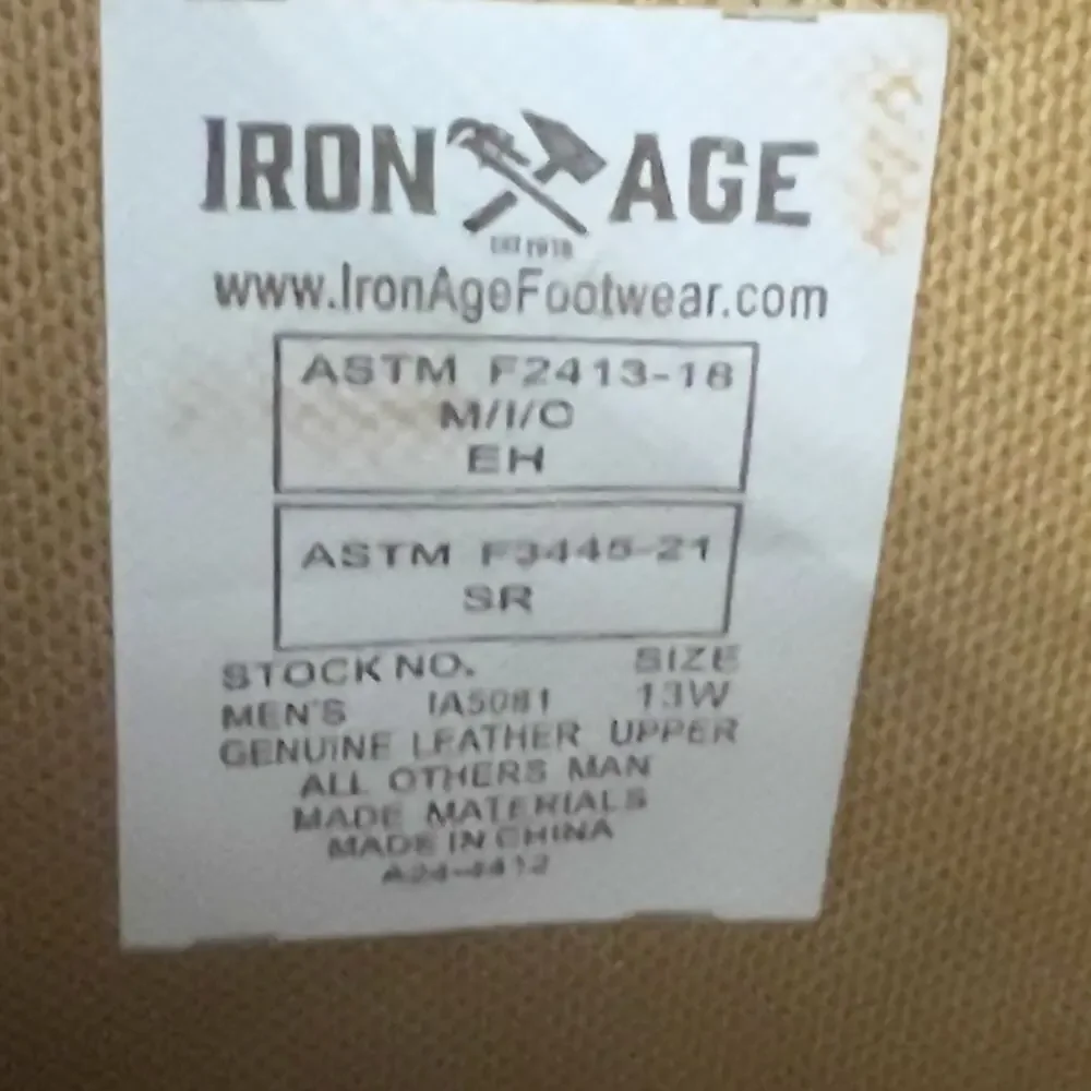 Iron Age Reinforcer 8 In Electrical Steel Toe Work Mens Brown Work Safety Sz 13